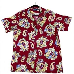 Polo Ralph Lauren Floral Lei Ukulele Hawaiian Preppy Summer Fun Camp Shirt  Sz M